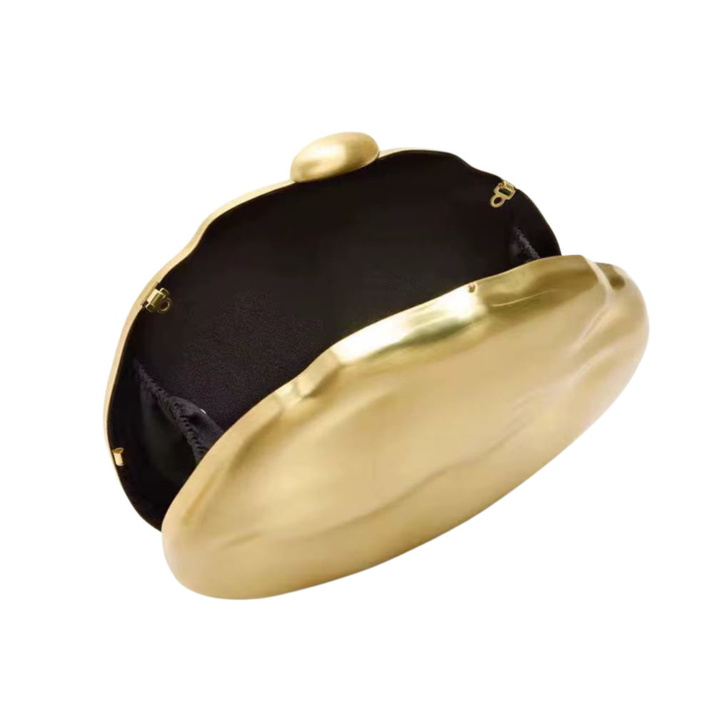 Meteor Gold Orb Clutch in Metallic Acrylic with O-Chain Strap