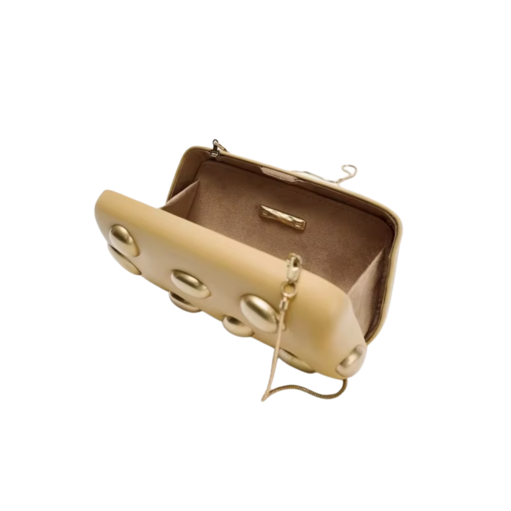 Riviera Pebbled PU Clutch with Gold Chain