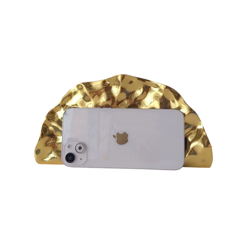 Louvre Metallic Half-Moon Clutch