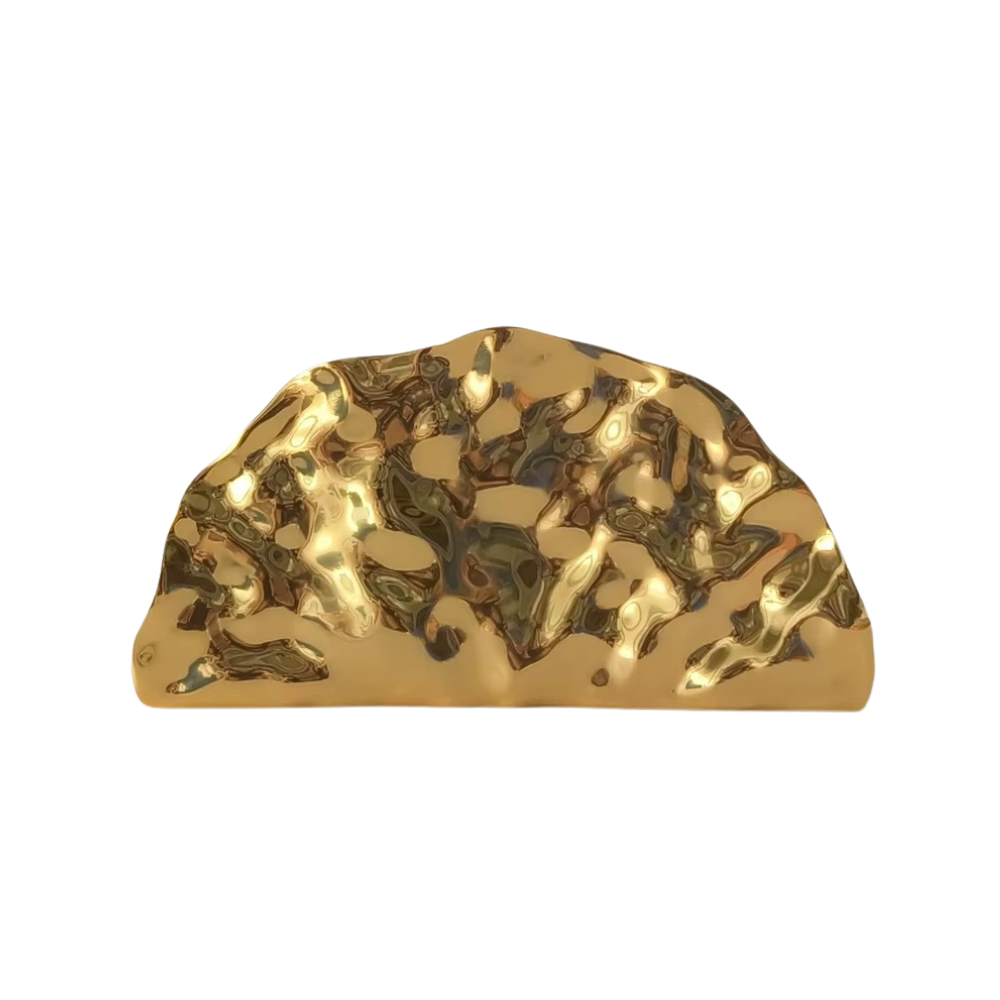 Louvre Metallic Half-Moon Clutch