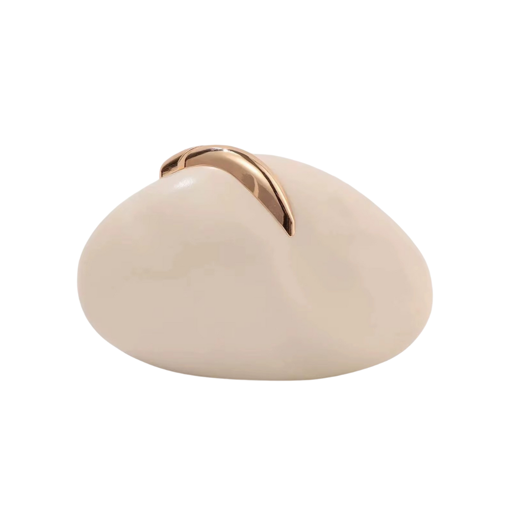 Oval Essence PU Clutch with Golden Accent