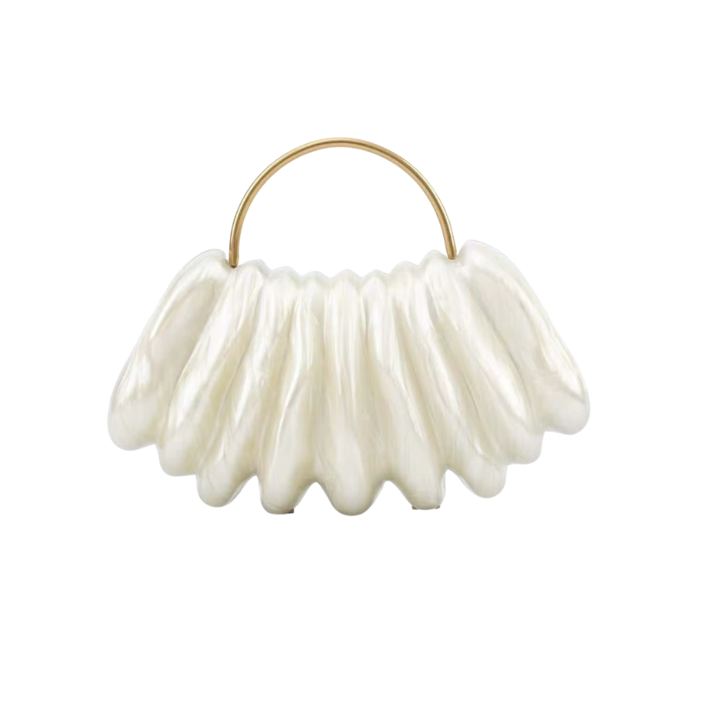 Shell Silhouette Acrylic Clutch with Golden Handle