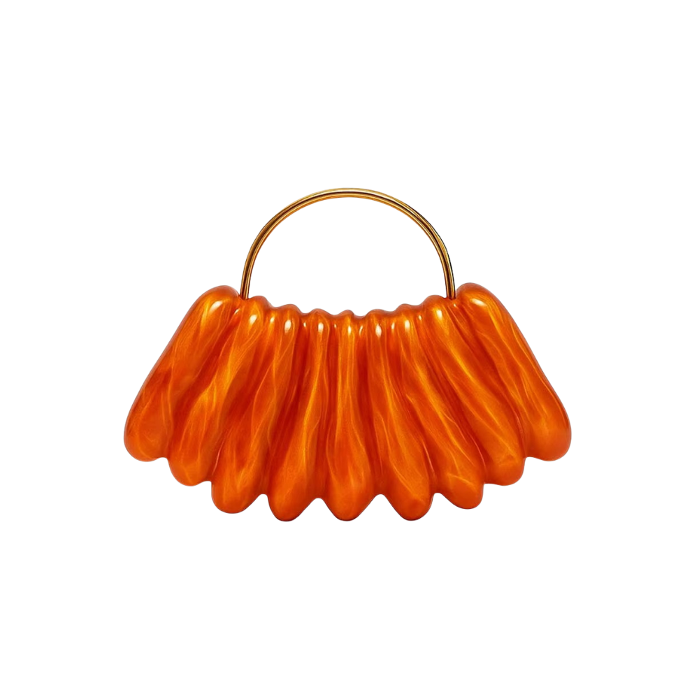 Shell Silhouette Acrylic Clutch with Golden Handle