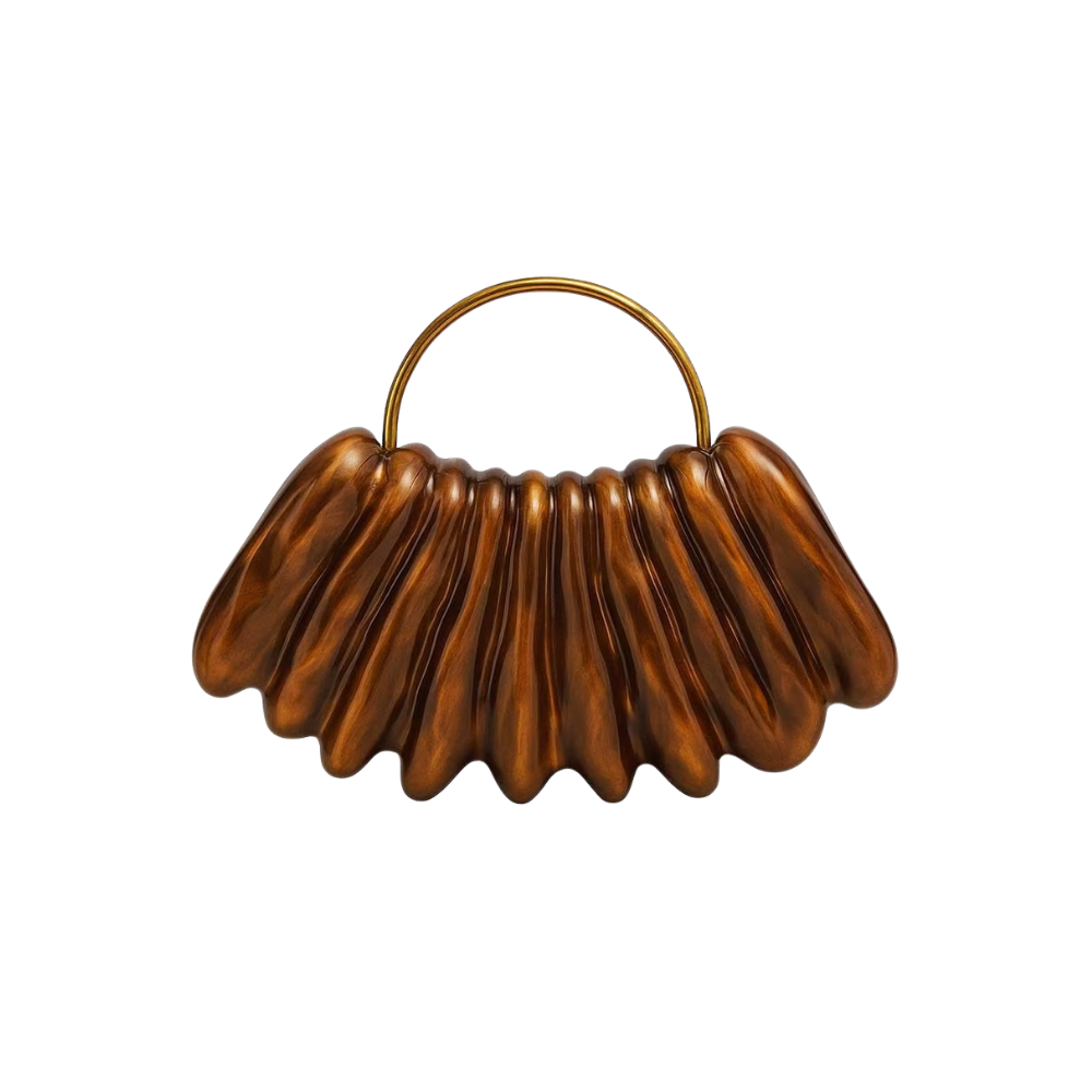 Shell Silhouette Acrylic Clutch with Golden Handle