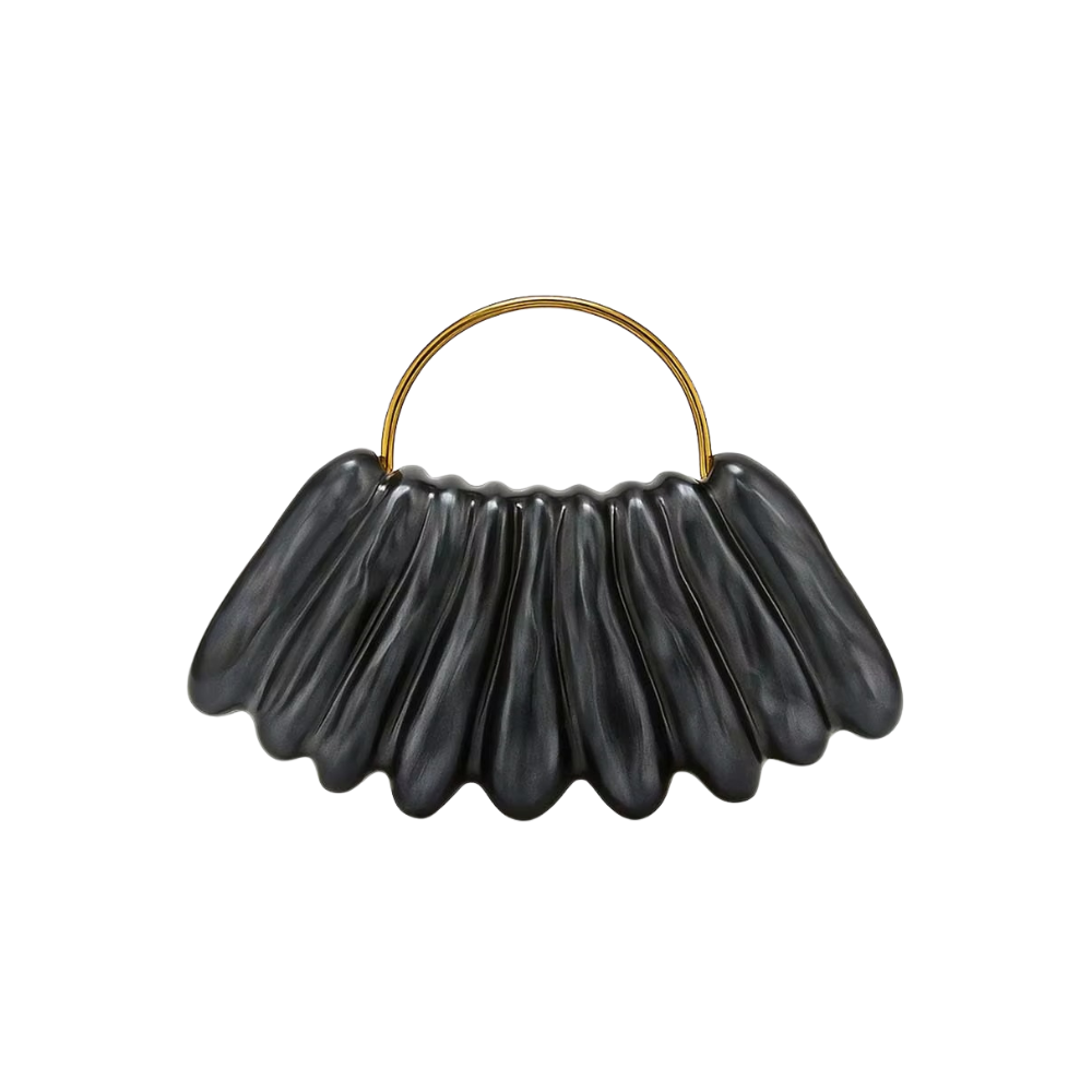 Shell Silhouette Acrylic Clutch with Golden Handle