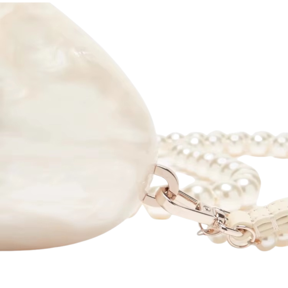 Oyster Glow Acrylic Clutch with Pearl Handle