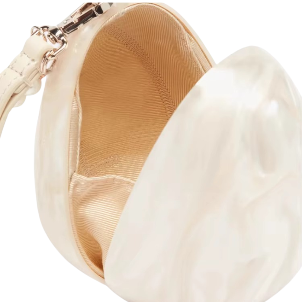 Oyster Glow Acrylic Clutch with Pearl Handle