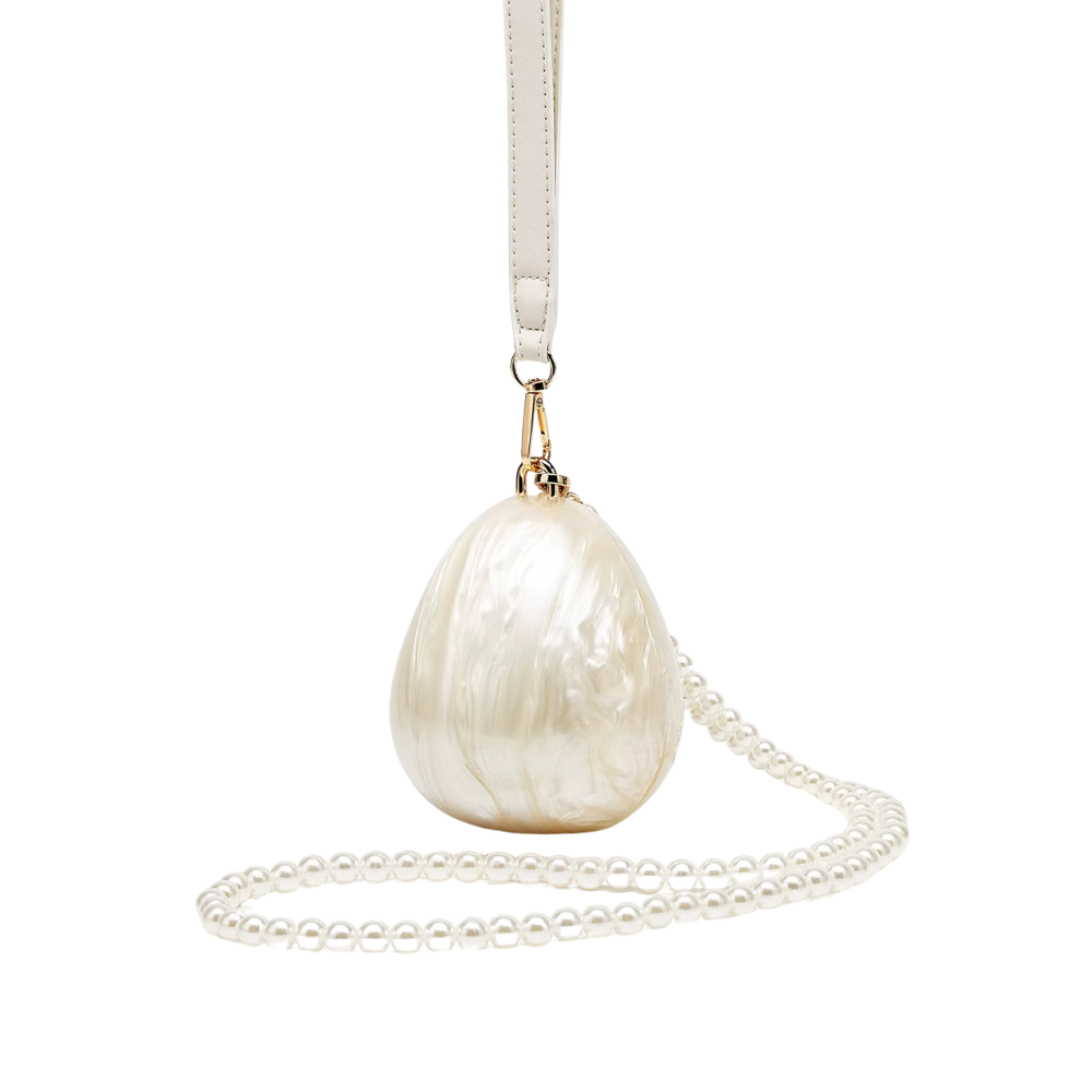 Oyster Glow Acrylic Clutch with Pearl Handle