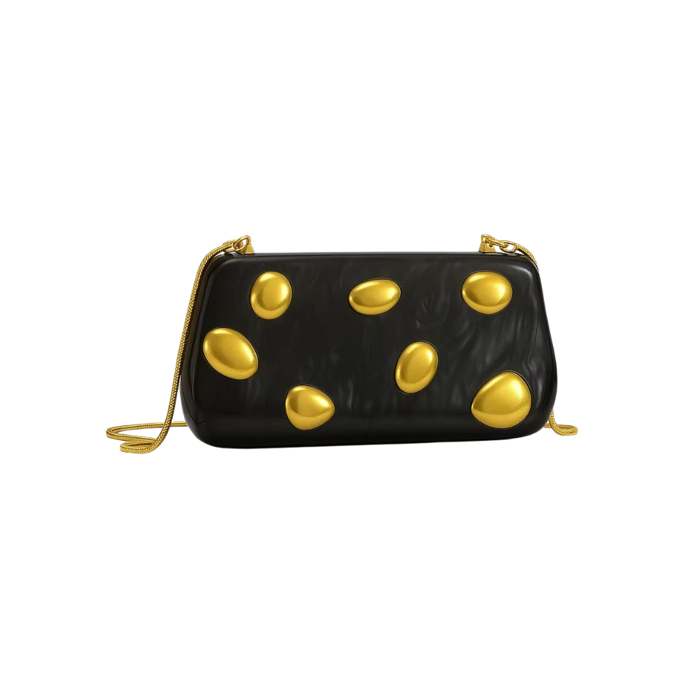 Gleam Rivet Acrylic Clutch with Golden Chain