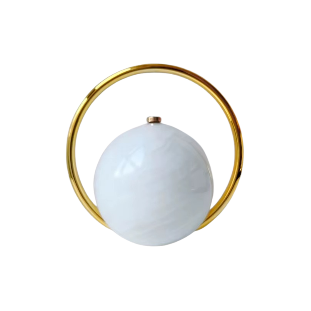 Orb Marble Acrylic Clutch with Golden Metal Handle