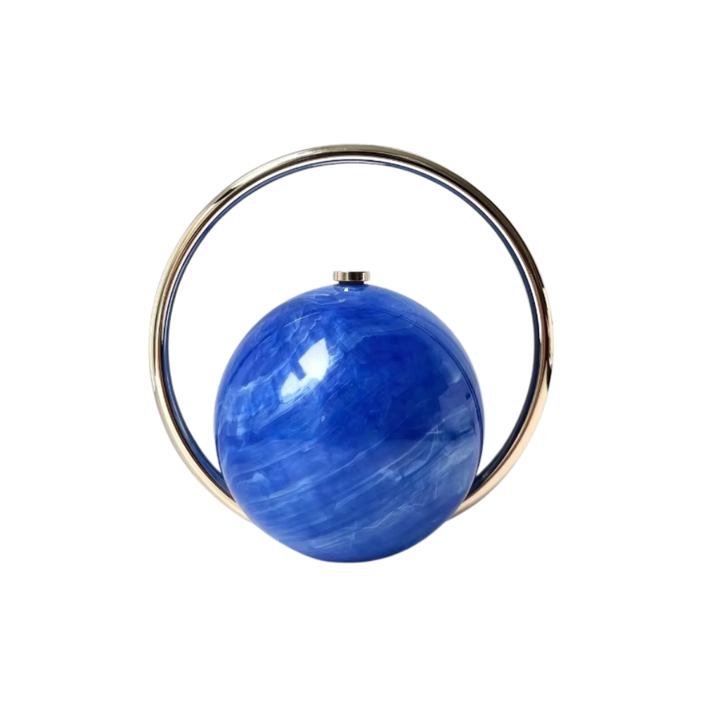 Orb Marble Acrylic Clutch with Golden Metal Handle