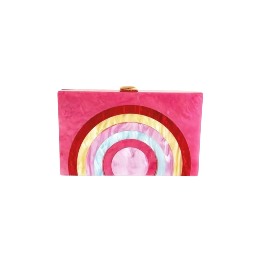 Rainbow Arc Acrylic Clutch with Golden Hasp
