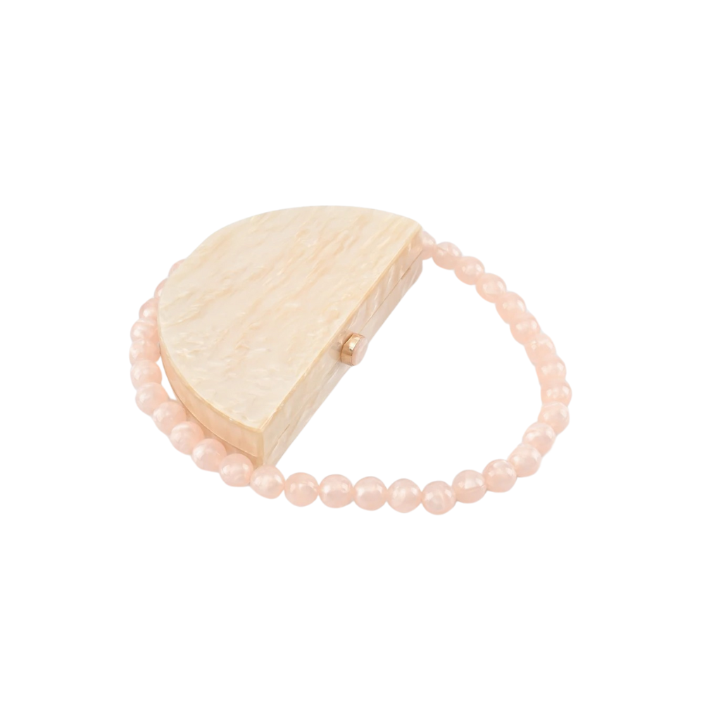 Lyra Half-Moon Acrylic Bag with Beaded Handle