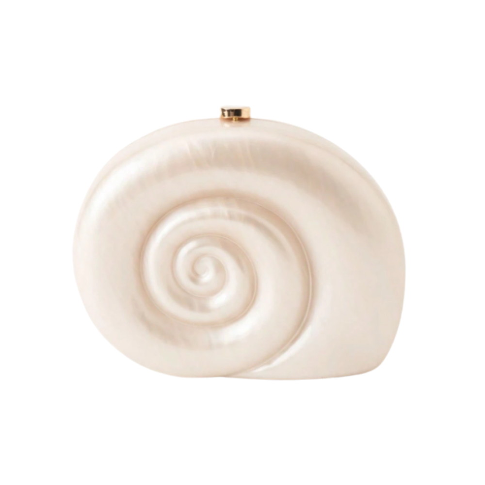 Pearl White Shell Acrylic Clutch