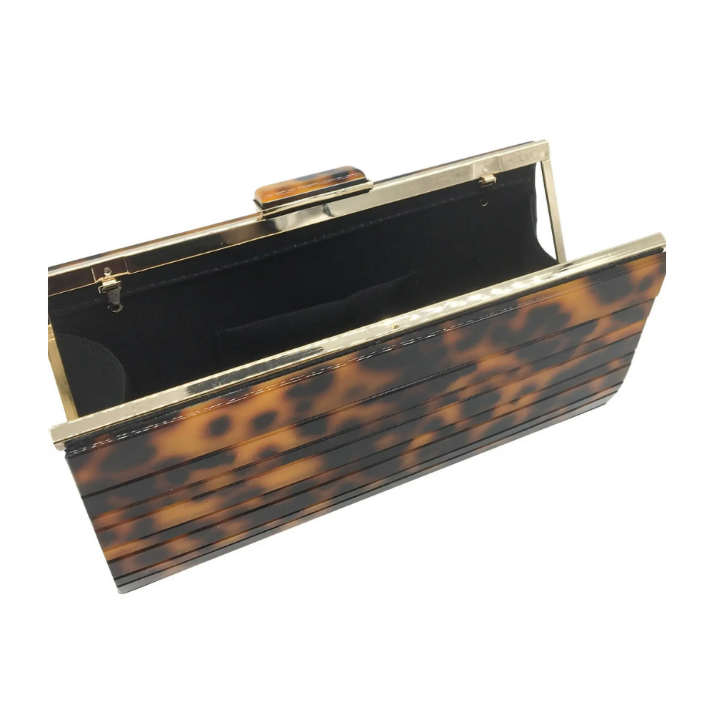 Leopard Resin Frame Clutch
