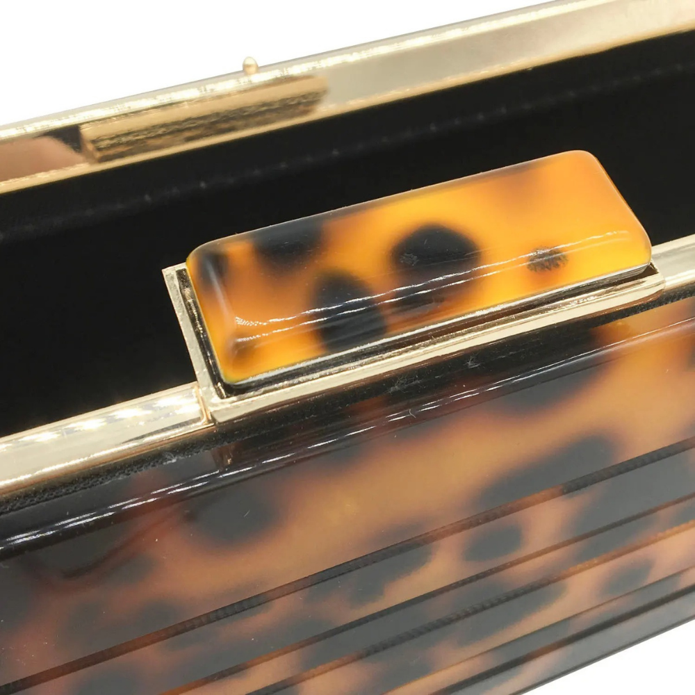 Leopard Resin Frame Clutch