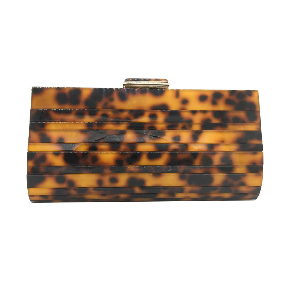 Leopard Resin Frame Clutch