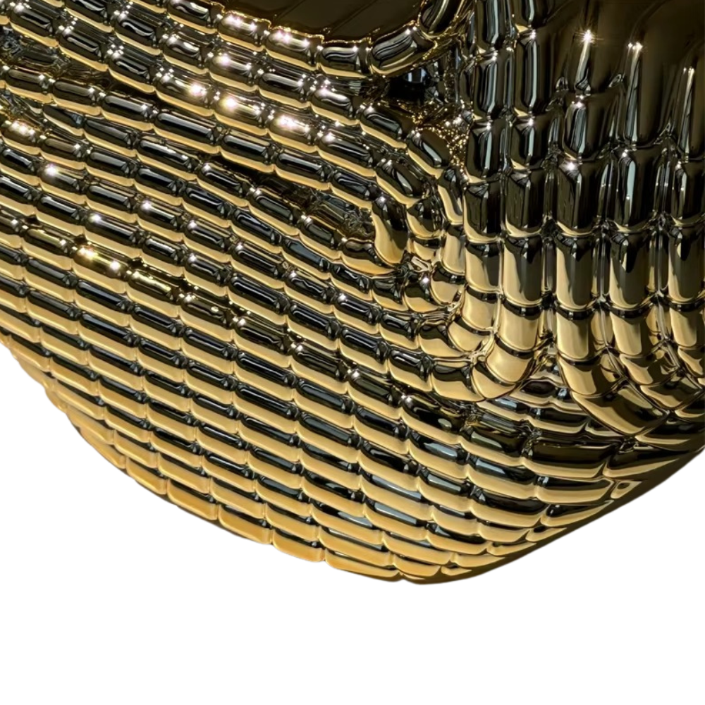 Oro Grid Metallic Acrylic Bag with Sculptural Weave Design and O-Chain Strap