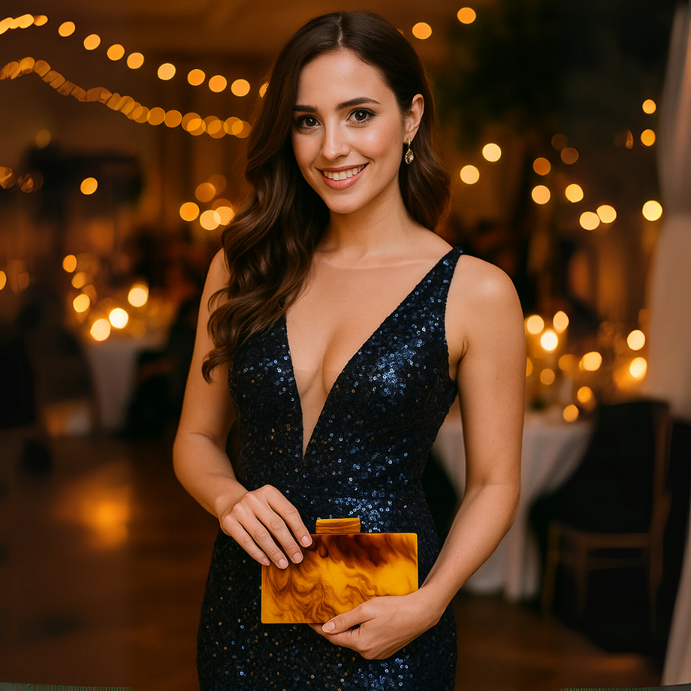 Amber Resin Box Clutch