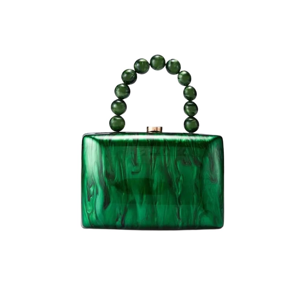 Florence Acrylic Clutch with Beaded Handle