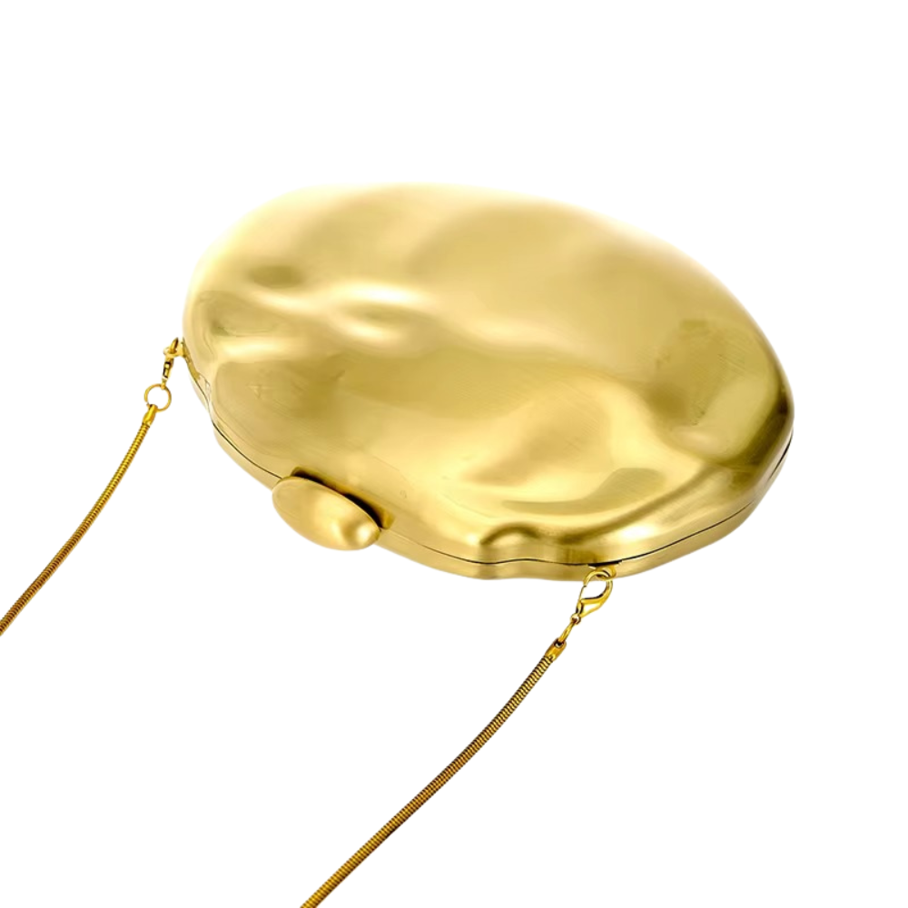 Meteor Gold Orb Clutch in Metallic Acrylic with O-Chain Strap