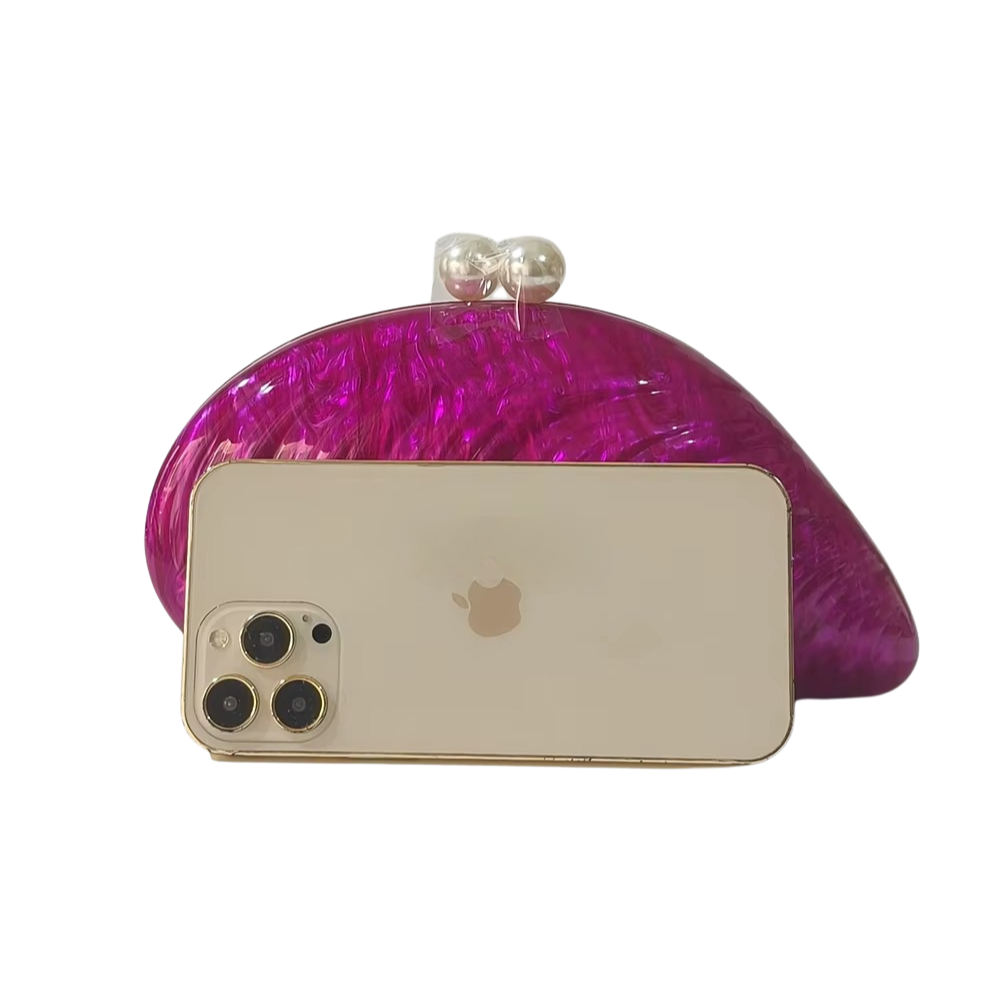 Aurea Shell Acrylic Clutch with Detachable Chain