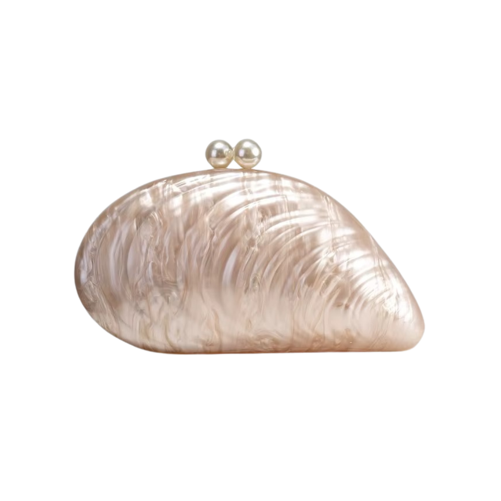 Aurea Shell Acrylic Clutch with Detachable Chain