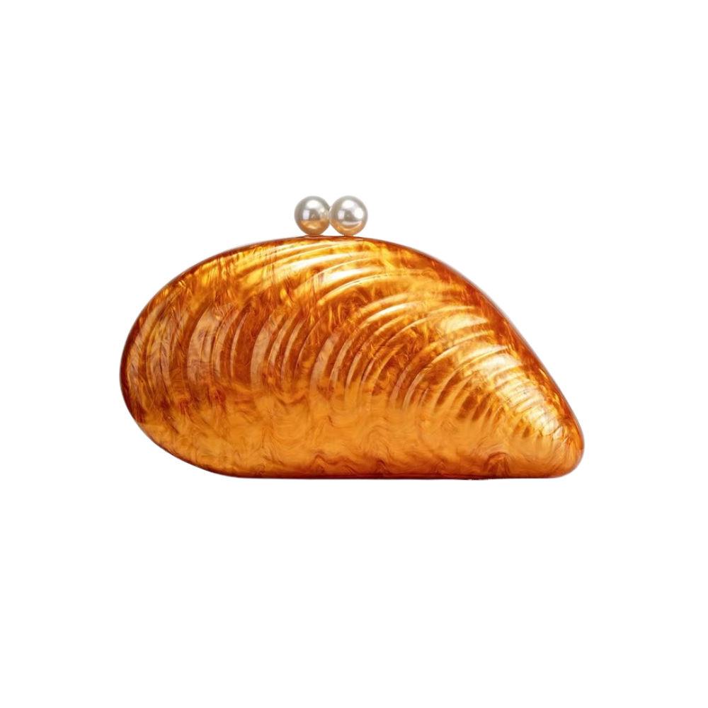 Aurea Shell Acrylic Clutch with Detachable Chain