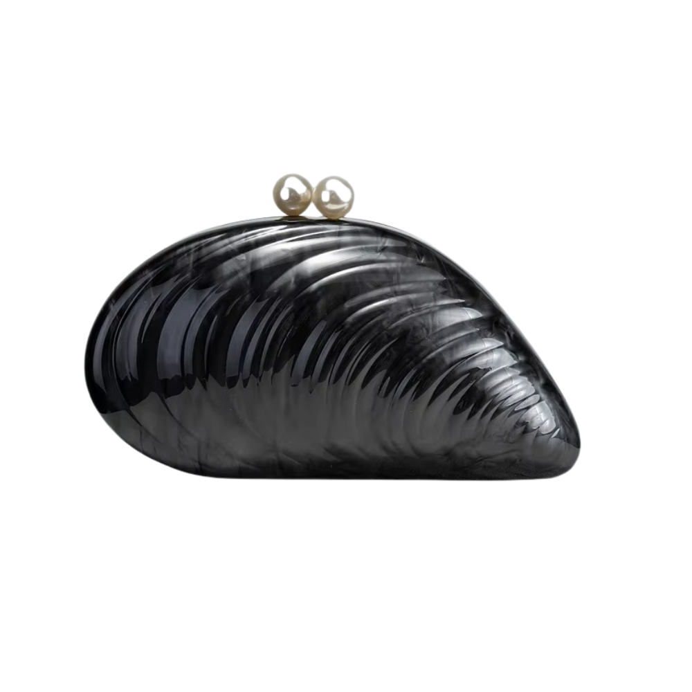 Aurea Shell Acrylic Clutch with Detachable Chain