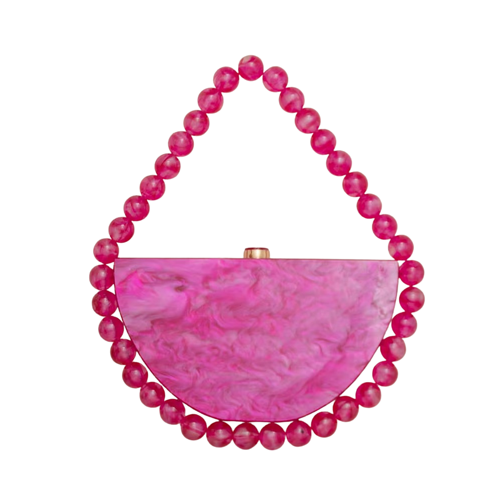Lyra Half-Moon Acrylic Bag with Beaded Handle