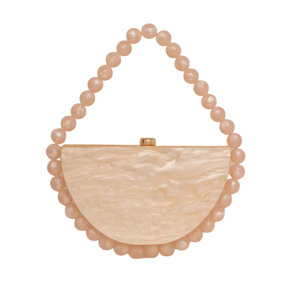 Lyra Half-Moon Acrylic Bag with Beaded Handle
