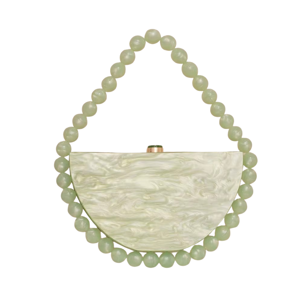 Lyra Half-Moon Acrylic Bag with Beaded Handle