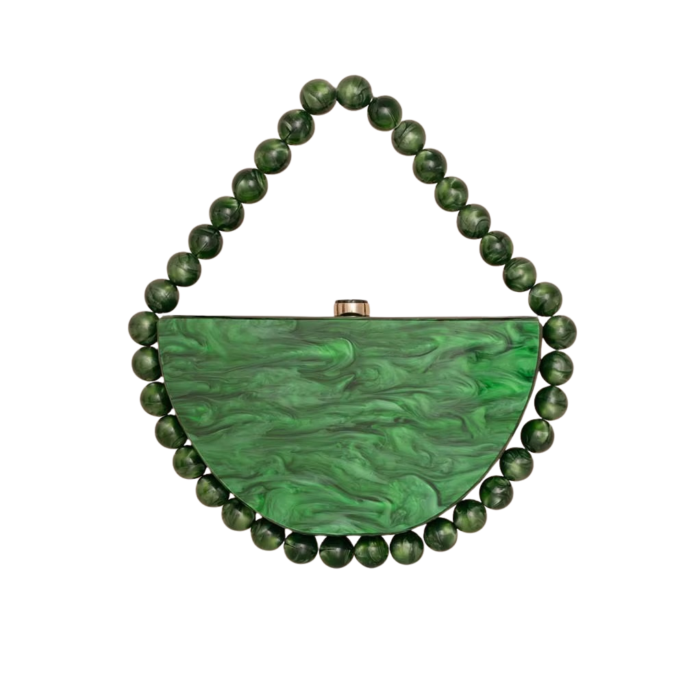 Lyra Half-Moon Acrylic Bag with Beaded Handle