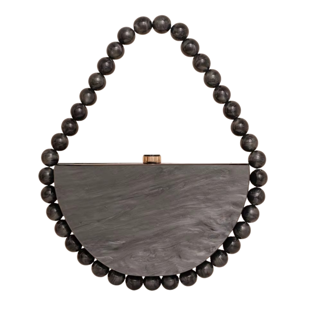 Lyra Half-Moon Acrylic Bag with Beaded Handle