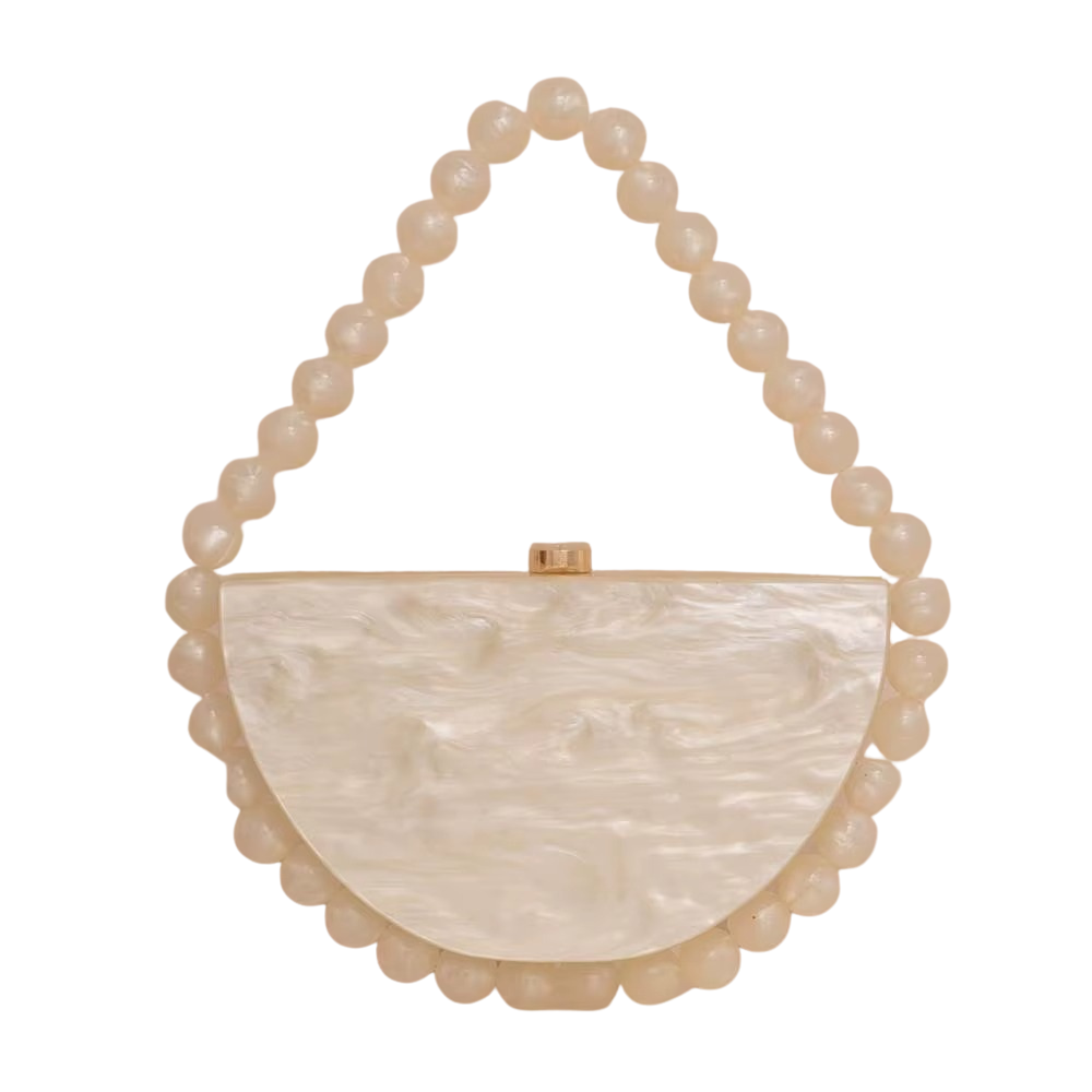 Lyra Half-Moon Acrylic Bag with Beaded Handle