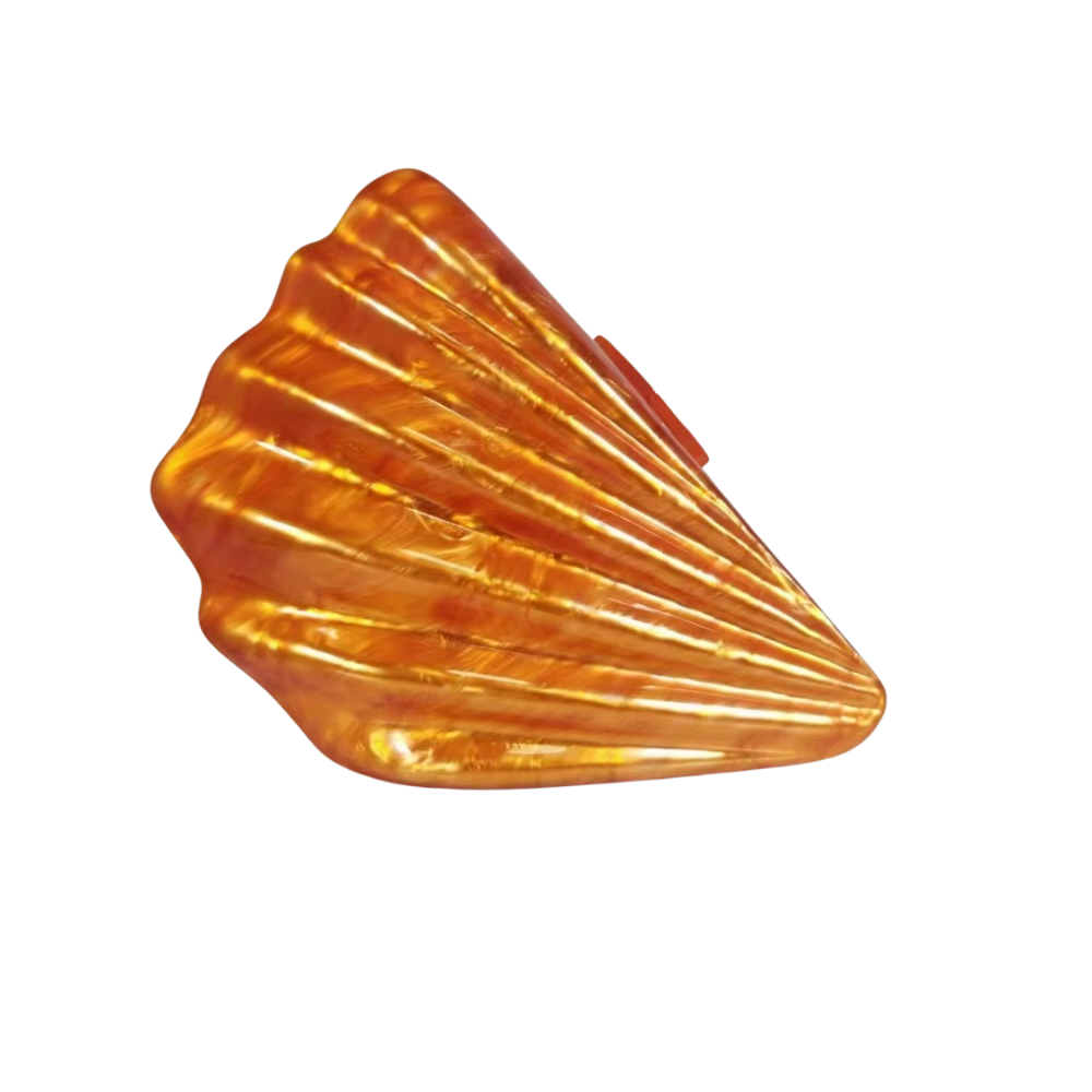 Aphira Shell Acrylic Clutch with Iridescent Finish