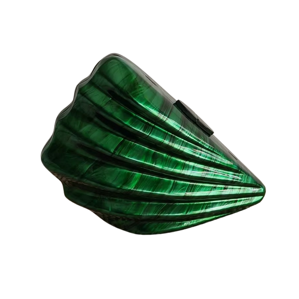 Aphira Shell Acrylic Clutch with Iridescent Finish