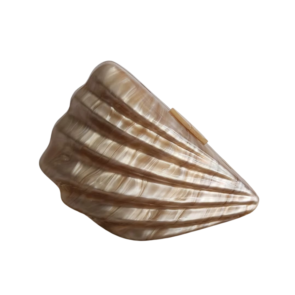 Aphira Shell Acrylic Clutch with Iridescent Finish