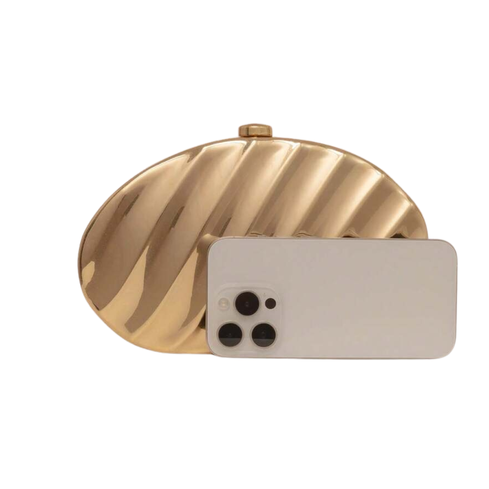 Aurea Oval Metallic Acrylic Clutch Bag