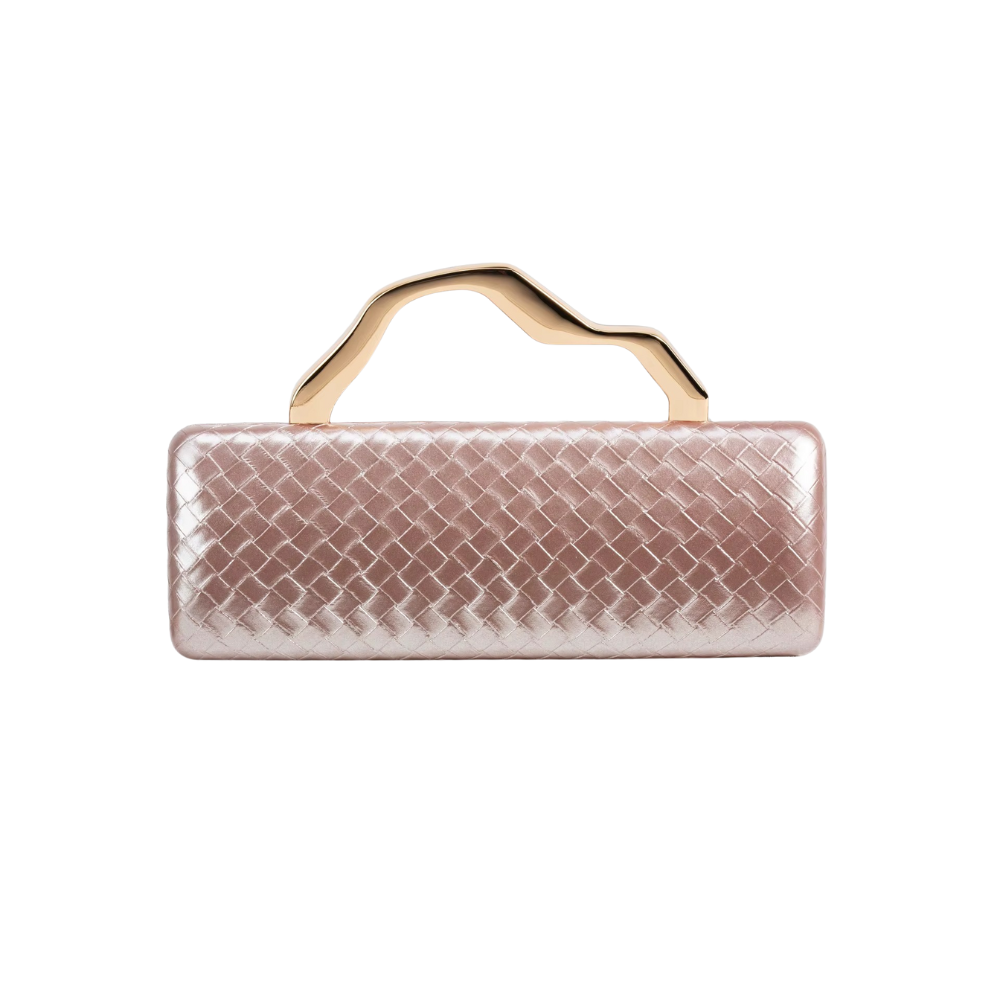Serena Woven Box Clutch with Sculpted Metal Handle