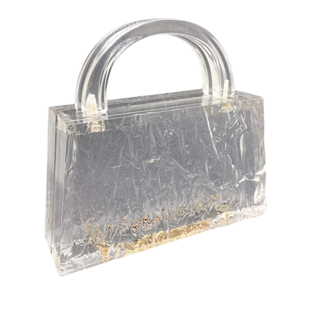 Clara Clear Acrylic Box Clutch with Gold Chain
