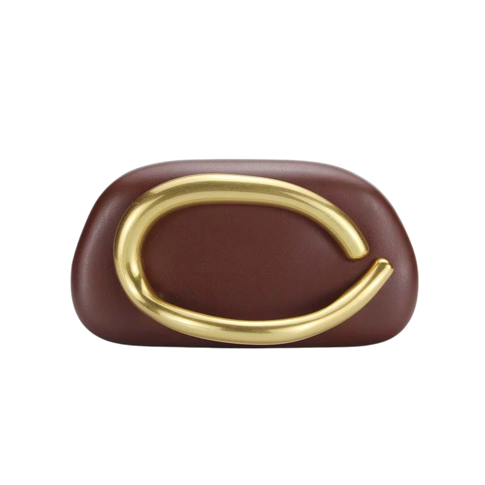 Oro Arc Shoulder Bag in Multicolor PU with Sculptural Gold Handle