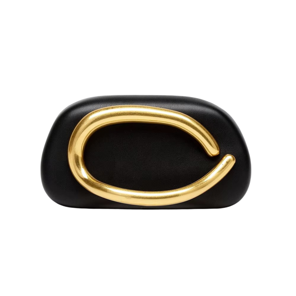 Oro Arc Shoulder Bag in Multicolor PU with Sculptural Gold Handle