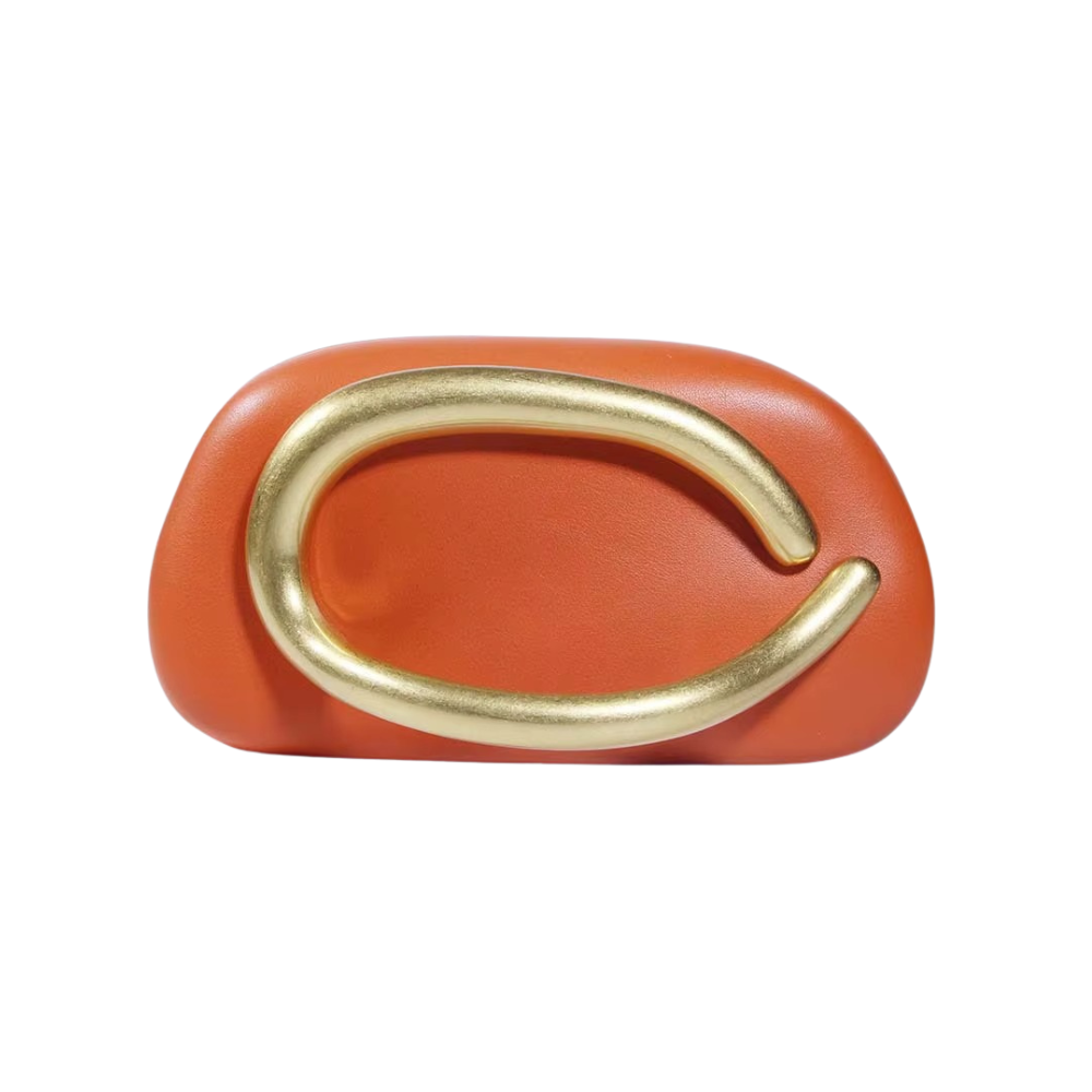 Oro Arc Shoulder Bag in Multicolor PU with Sculptural Gold Handle