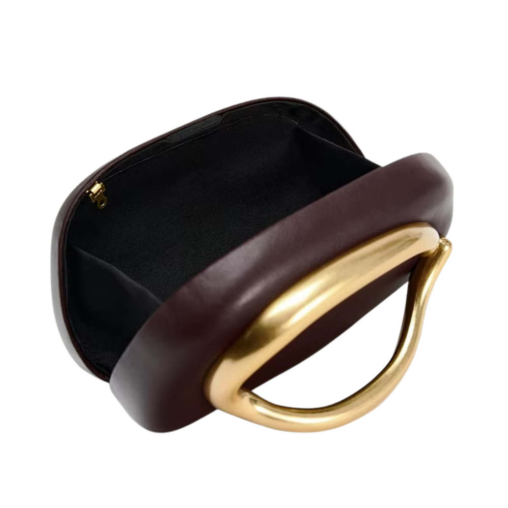 Oro Arc Shoulder Bag in Multicolor PU with Sculptural Gold Handle