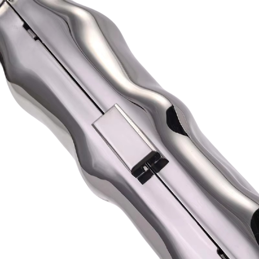 Lunar Mirror Clutch in Silver Acrylic with Snake Chain Strap