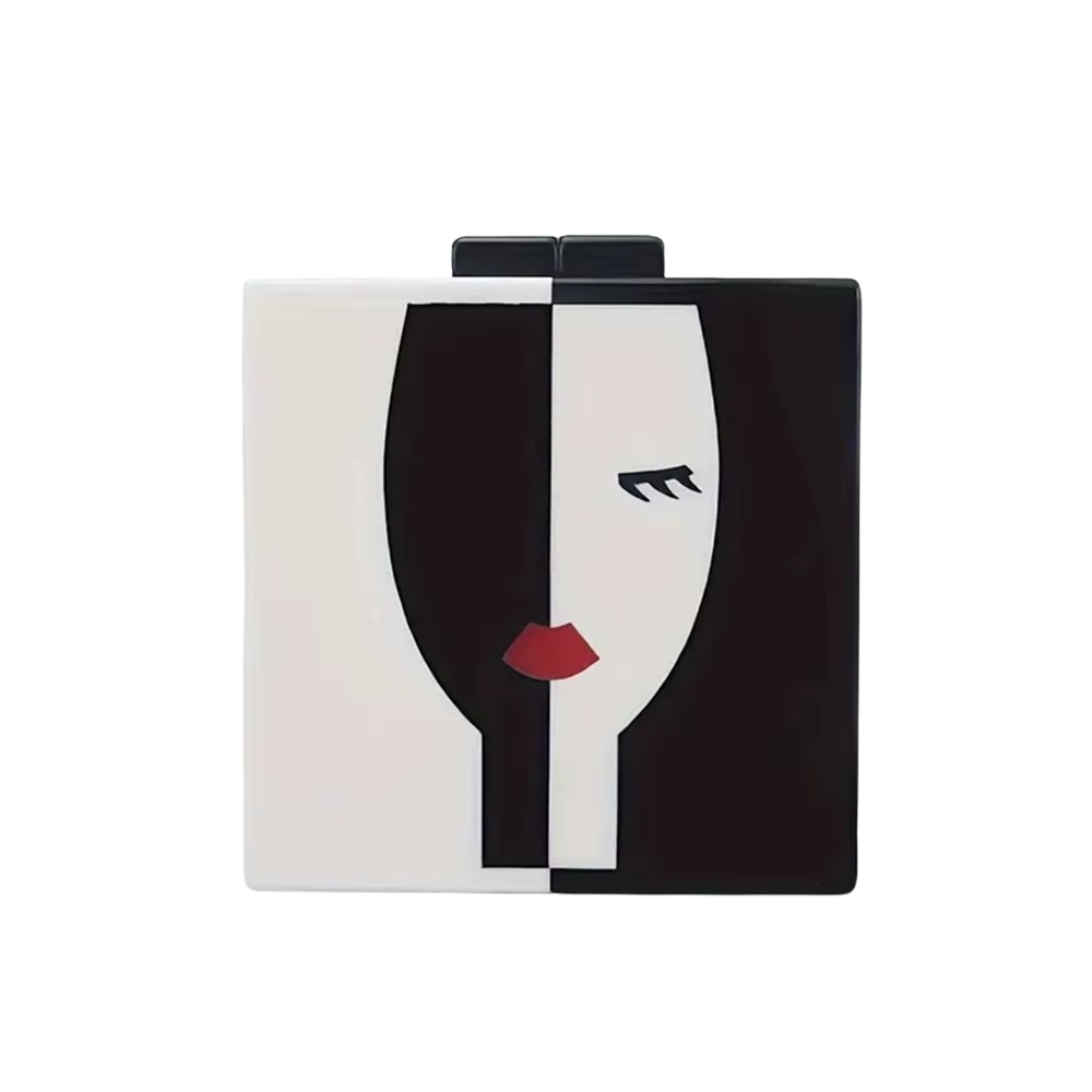 Geometric Face Acrylic Clutch with Chain Handle
