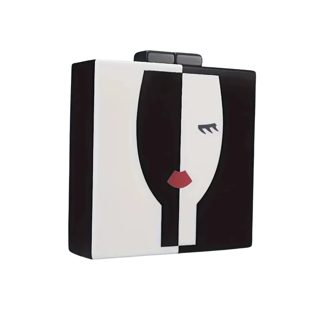 Geometric Face Acrylic Clutch with Chain Handle