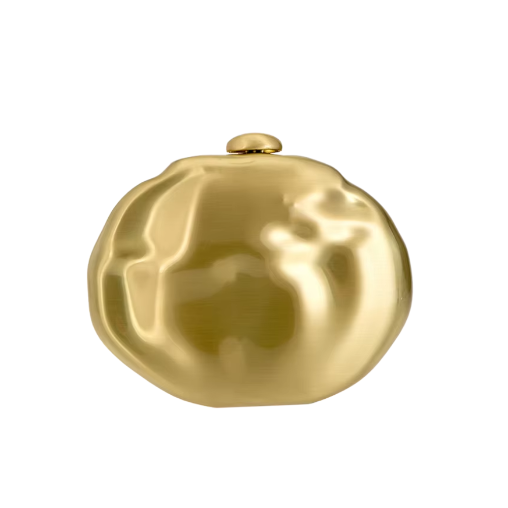 Meteor Gold Orb Clutch in Metallic Acrylic with O-Chain Strap
