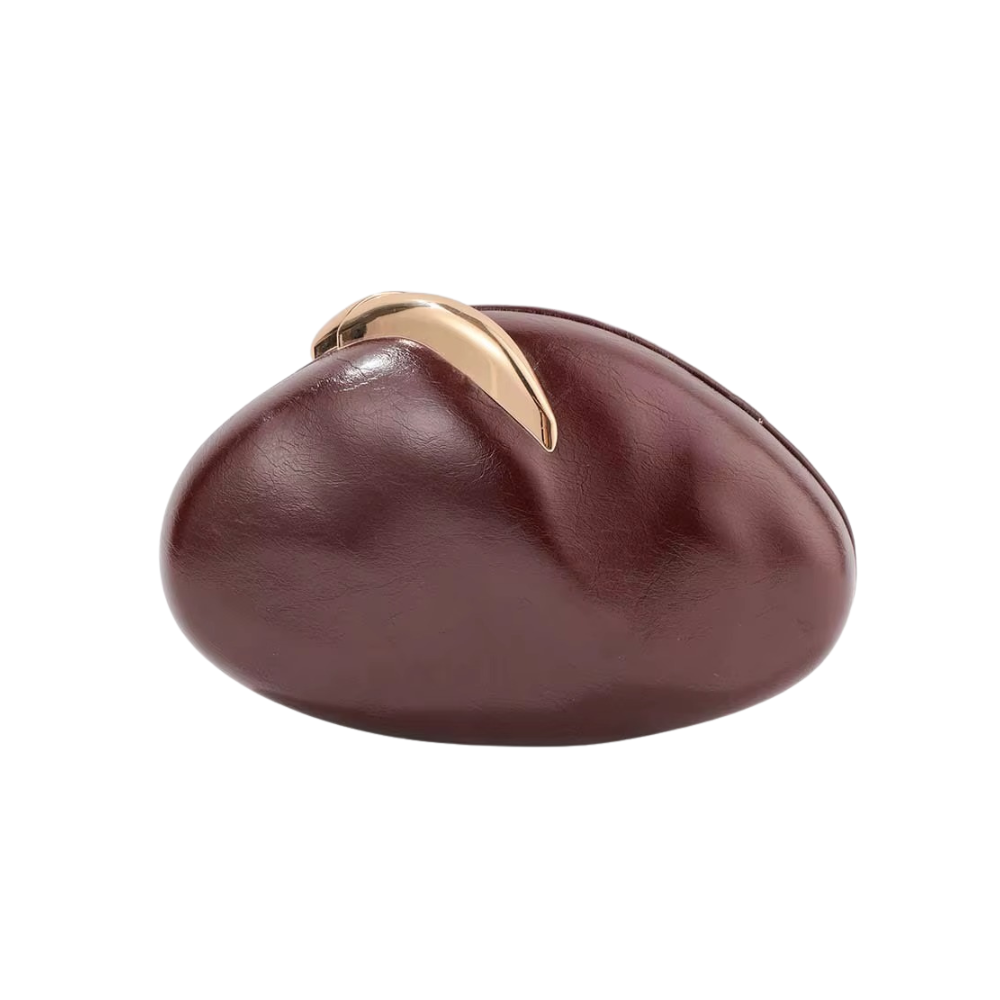 Oval Essence PU Clutch with Golden Accent